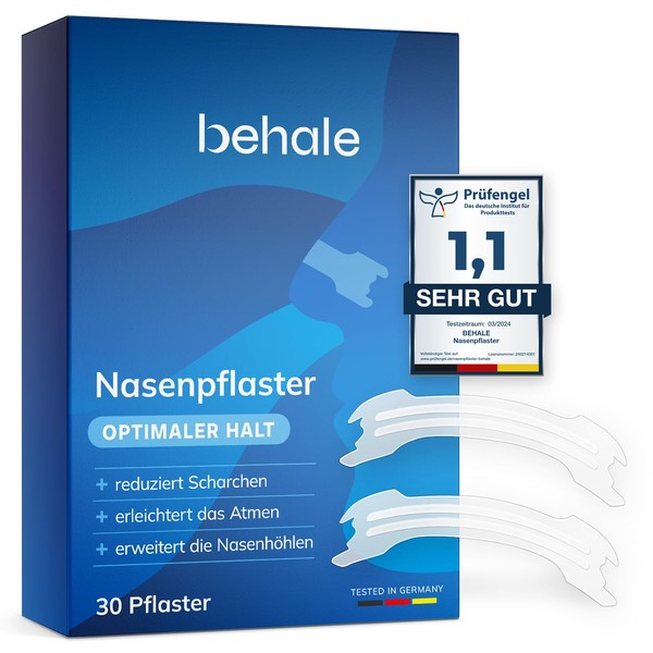 Behale - 30 x Nose Plasters Snoring - Nose Strips for Sleeping I Anti Snore Support I Snore Stopper Thanks to Better Breathing I Nose Plasters Snoring