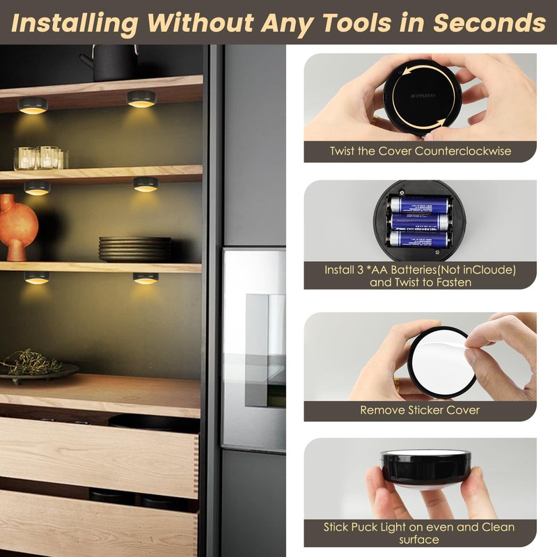 Totahow RGBW Color Changing Puck Lights with Wireless Remote -
