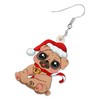HUAGEO Acrylic Cute Christmas Hat Pug Dog Earrings Puppy Pets