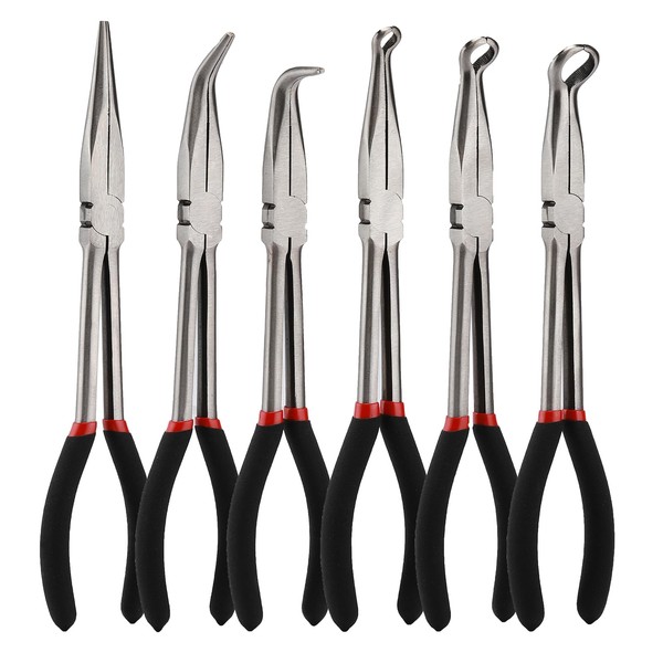 Mayouko 6PCS 11" Extra Long Reach Pliers Set, Straight Nose