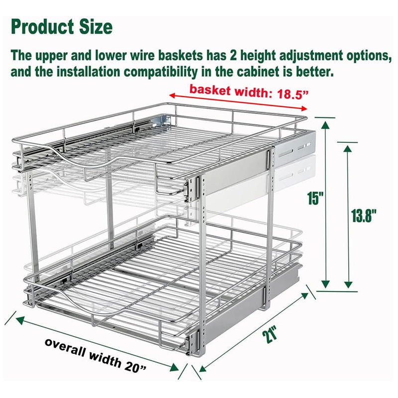 DINDON 2 Tier Pull Out Cabinet Organizer (20" W X