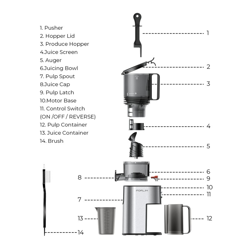 FORLIM Cold Press Juicer, 5.2" Large Feed Chute Fits Whole