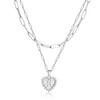 Layered Initial Necklaces for Women Paperclip Chain Necklace Silver Heart