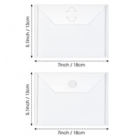 Pack of 20 Plastic Storage Envelopes 7 x 5 Inch Pocket Folder for Cutting Dies and Stamp Storage Collection, Stamp and Storage Paper Holder, Pockets, Cutting Dies