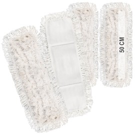 com-four® 4 x Premium Mop Cloths - Professional Microfibre Replacement Cloth for Floor Mop - Cleaning Mop for Wiper with 50 cm Width - Mop Covers Washable up to 60 °C (Pack of 4 - White - 50 cm)