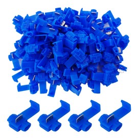 Runseaway 100PCS 18-14 AWG Solderless Quick Splice Wire Connectors, Self-Stripping Snap Electrical Connectors, Blue Cold Pressed Insulated Crimp Terminals for Automotive Electrical Wiring