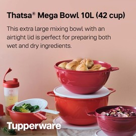 Tupperware Brand Thatsa Mega Prep & Storage Bowl, 10L (42 Cup) - Dishwasher Safe & BPA Free - Airtight, Leak-Proof Food Container with Lid - Extra Large & Lightweight