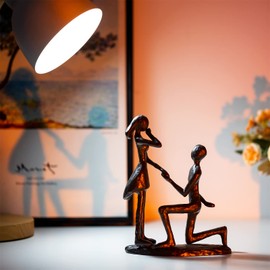 Sziqiqi Iron Propose Marriage Figurines for Table - Vintage Metal Couple Statue Black Sweet Romantic Sculptures Ornament 6 Years Iron for Her Women Girlfriend Bride Couples Lovers