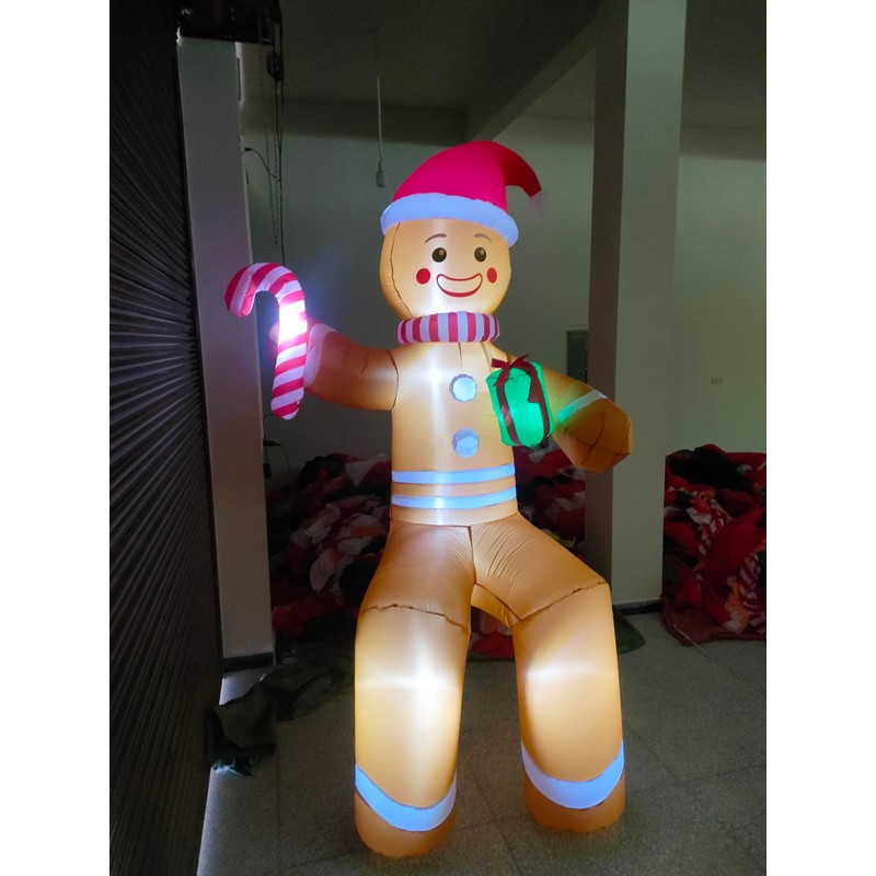 DAHAKII 10ft Gingerbread Man in Sitting Pose Christmas Inflatable Yard