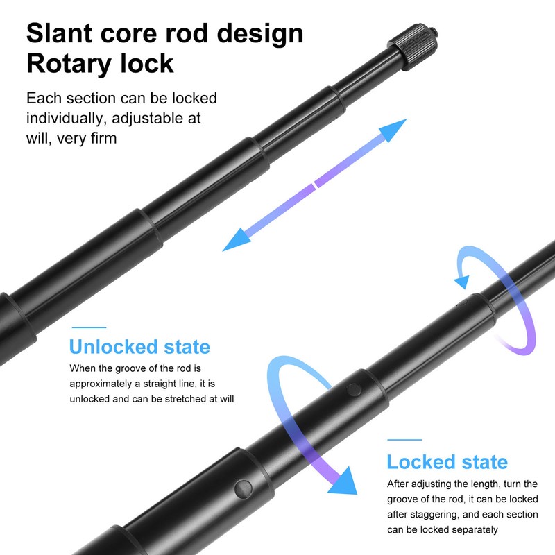 PULUZ Extended Invisible Selfie Stick with Screw Rod Adapter for