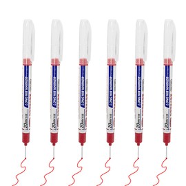 zhuohai 6PCS Deep Hole Marker Pens，Waterproof Construction Markers Marking Tool, Permanent Markers Carpenter Ink Marker Pens for Carpenters Builders Decoration Construction（red ）