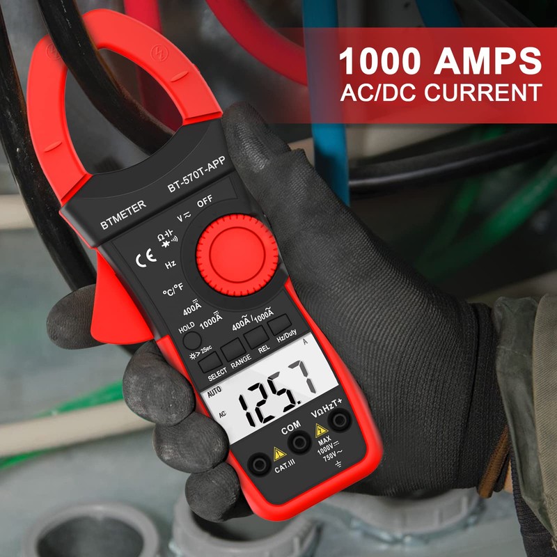 BTMETER AC/DC 1000A Clamp Multimeter, 4000 Counts Digital Clamp-on Meter