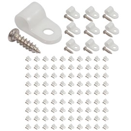 Audiophan Threaded Cable Clip Cable Clip Wire Clamp Cable Diameter 9mm Nylon R Type White 100pcs