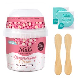 Nad's Nad's Waxing Dots - Strawberries & Cream Hard Wax Beads - Microwaveable No-Strip Formula For Women