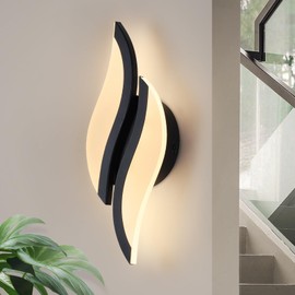 CANEOE Small Modern LED Wall Sconce, 3000K Warm White Hardwired Wall Light Fixtures,Black Indoor Wall Lamp Acrylic Wall Mounted Lighting Fixture for Bedroom Living Room Stairway Hallway (Black)