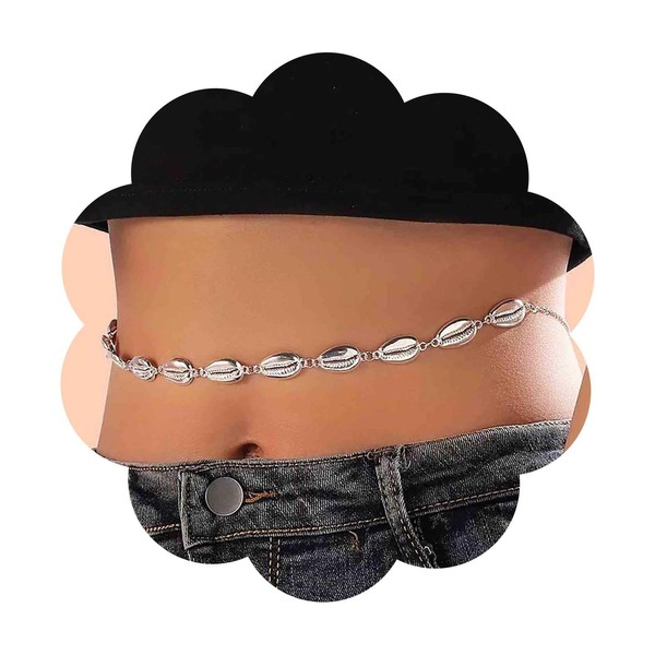 Iaceble Boho Cowrie Shell Waist Chain Shell Bead Belly Chain