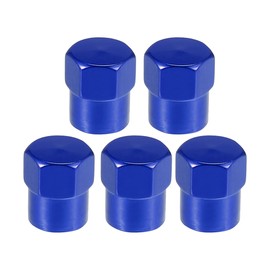 Motoforti Universal Car Tire Valve Stem Caps, Aluminum Alloy, Blue, 5pcs