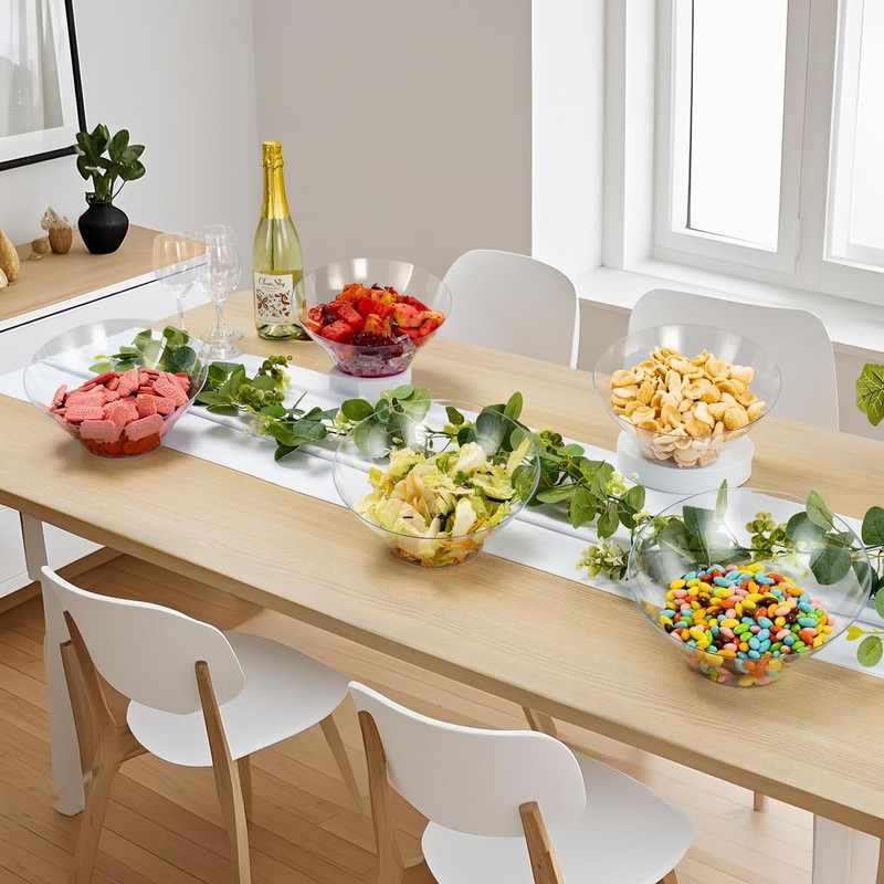 BESTVIP Clear Plastic Serving Bowls for Party - 12 Pack
