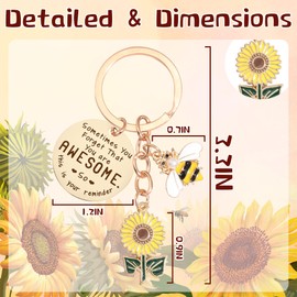 GiftoBi Sunflower Keychains Gifts for Women Sunflower Inspirational Keyring Friendship Sunflower Keychain Gifts Sunflower Key Chain for Women Men Bag Purse Wallet Handbags Backpack