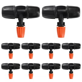 VooGenzek VooGenzek 10 Stücke Drei-Wege-Zerstäubungsdüse für 8/12 mm Tropfschläuche, Verstellbare Micro Drip BewäSserungssprinkler Emitter mit T-Anschluss Tropfbewässerung Zubehör, für Garten, Rasen