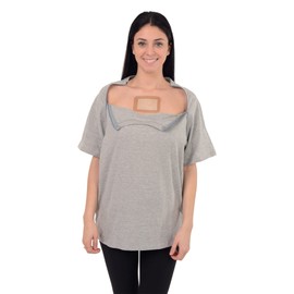 USBD Premium Port Access Chemo Tshirt Recovery Dual Access Tee Side Open Shirt (XX-Large, Gray/Women)