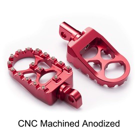 Hopider CNC Wide Foot Pegs 360° Roating MX Chopper Bobber Style for harley Dyna Sportster Fatboy Iron 883,Red