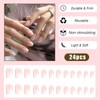 24 Pieces French Tip False Nails - Gradient White Pink