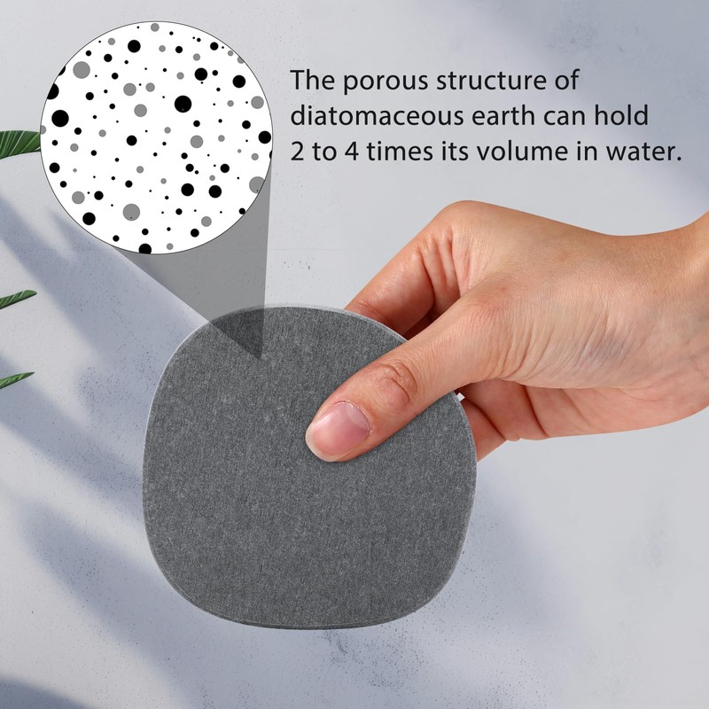 Diatomaceous Earth Coaster ，Set of 6，Unique White Absorbent Coasters for