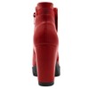 Allegra K Women Chunky High Heel Platform Zipper Red Chelsea