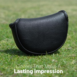 Golf Putter Cover Leather Small Mid-Size Center Shafted Mallet Putter Cover Headcover Cover Golf Club Covers Magnetic Closure for Most Brand Center Shafted Putter (for Center Shafted Mallet)