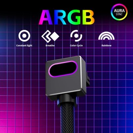 AIJS 16PIN GPU Power Cable,12VHPWR GPU Modular Cable,ARGB PSU Cable with 5V 3Pin,18AWG 90° Right-Angle Design,Male to Male for All RTX 40&50 Series(5090 not Allowed) PC Power Cord(Black, Clip B-30CM)