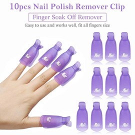 YIMART Gel Nail Polish Remover Tools Kit Set with Nail File Buffer Soak Off Clips and Nail Pusher Remover Pads (Purple)
