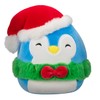 Squishmallows Original 7.5-Inch Puff the Blue Penguin with Green Wreath