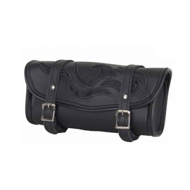 Gargoyle Bells Motorcycle Tool Bag with Flames Handlebar Bag for Motorcycle (Black, 10")