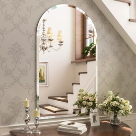 Brauthon Frameless Bathroom Mirror, 24" x 40" Arched Vanity Mirror for Wall Beveled, Arch Wall Mounted Mirror for Over Sink, Bedroom, Gym