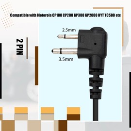 Retevis in-Ear Walkie Talkie Earpiece with Mic, Coil Tube, 2 Pin, Compatible with Motorola CP100D CP185 CP200 CP200D GP300 GP2000 BRP40 A8 HYT TC610 Walkie-talkies, Two Way Radio Earpiece(2 Pack)