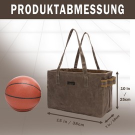 Tool Bag, Hand Tool Storage Bag, 16 oz Waxed Canvas Tool Bag Case - with Outer Pockets + Sturdy Handles + Top Metal Bar - for Carpenters Craftsmen Gardeners | Grey | 38 x 18 x 25 cm