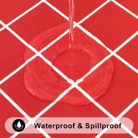 Spotjoy Rectangle Table Cloth, Waterproof Vinyl Tablecloths with Flannel Backing, Wipeable Plastic Plaid Table Cover for Dining, Picnic, Indoor and Outdoor (52" x 70", Red)