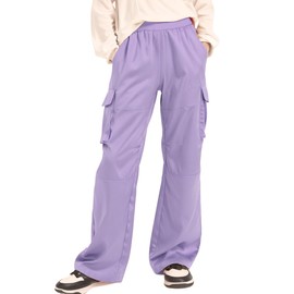 Lightweight Silky Jogger Pants for Girls Kids & Toddler Warm Weather Cargo Loose High Waisted Pants