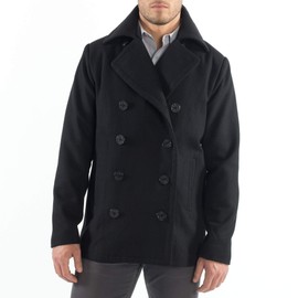 Alpine Swiss Mason Mens Wool Blend Classic Pea Coat Black 3XL