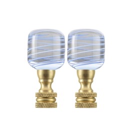 Aspen Creative 24026-32 Clear with Blue Grain Glass Lamp Finial in Nickel Finish, 2" Tall (2 Pack)