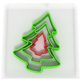Just Cutters Christmas tree Shape Cutters | Set of 3 Plastic Cutters for Baking, Fondant, Clay, Pastry, Icing, Jewellery (3/5/8CM)