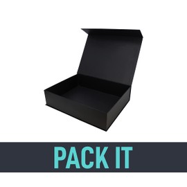 Caja Rígida Para Regalo Negra Con Cierre Magnético - Interior En Color Negro | GRANDE