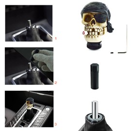 Lunsom Pirate Skull Stick Gear Knob One Eye Car Shift Transmission Head Shifter Lever Handle Fit Most Automatic Manual Vehicle (Red)