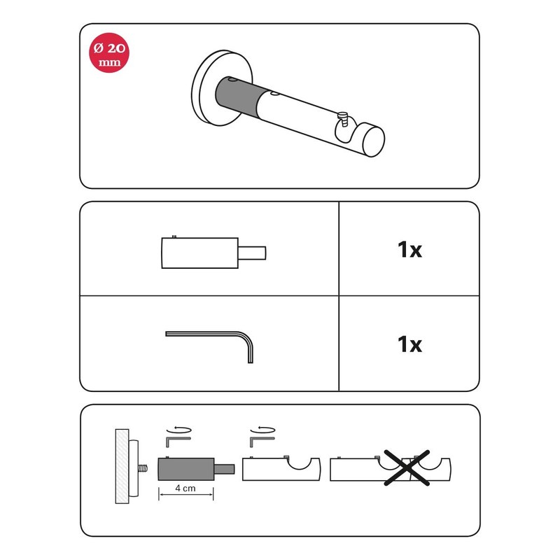 Gardinia 31170 Trägerverlängerung 4 CM (pole Chicago Series Diameter 20