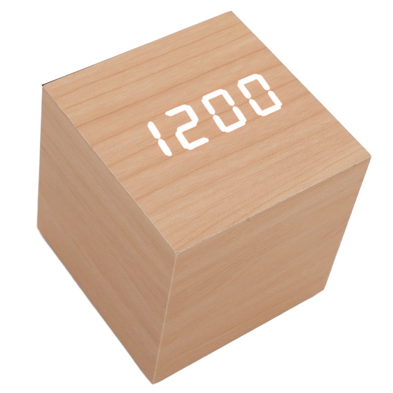 LED Wood Clock Multifunctional Large Display 3 Brightness Eye Protection
