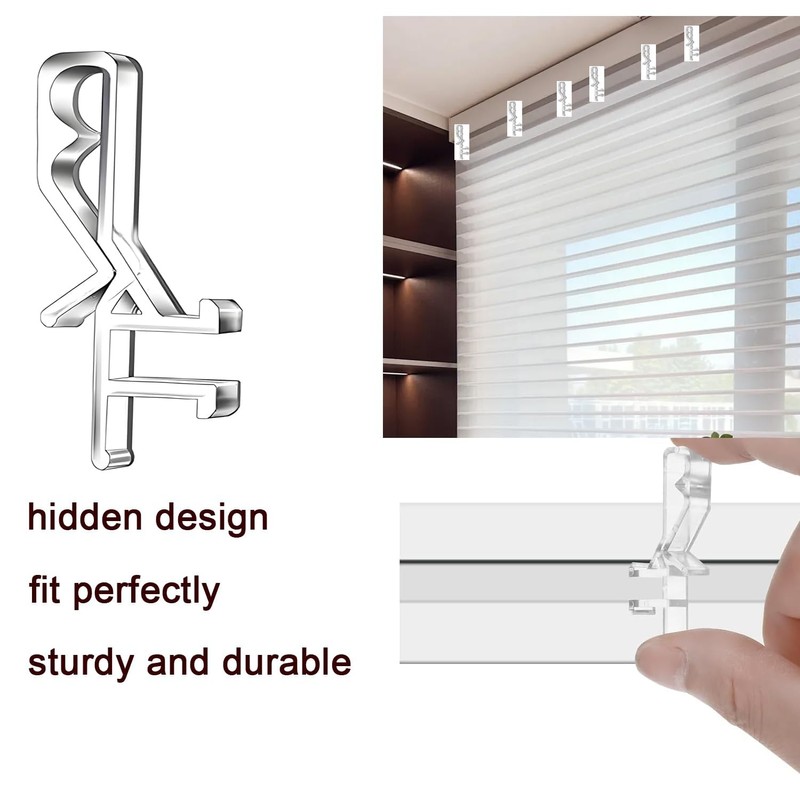 20-Pack Clear Blind Clips – Universal Valance Clips for Window
