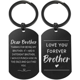 Rosa Vila Funny Brother Keychain, Sister to Brother Gift, Unique Funny Birthday Gifts for Adult Brother, Brother Gifts from Sister, Funny Gifts for Brother, Presents for Brother, Christmas, Gift-Ready