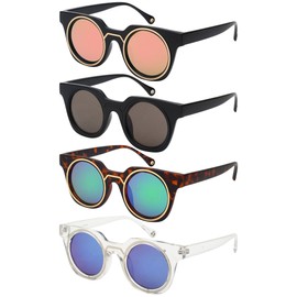 Edge I-Wear Bold Square Frame Sunglasses w/Color Mirror Lens 541057-REV-2(BLK)