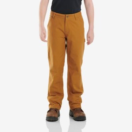 Carhartt Boys' Washed Dungaree Pants (Lined and Unlined), Carhartt Brown, 12